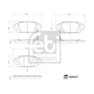 Stabdžių trinkelių rinkinys, diskinis stabdys FEBI BILSTEIN 184437