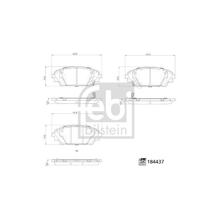Stabdžių trinkelių rinkinys, diskinis stabdys FEBI BILSTEIN 184437