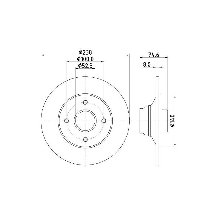 Stabdžių diskas HELLA 8DD 355 104-021