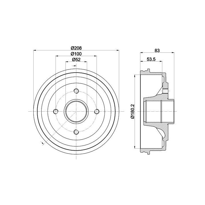 Stabdžių būgnas HELLA 8DT 355 301-261