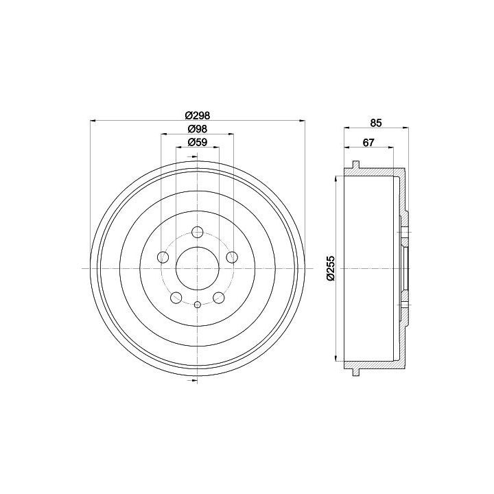 Stabdžių būgnas HELLA 8DT 355 301-591