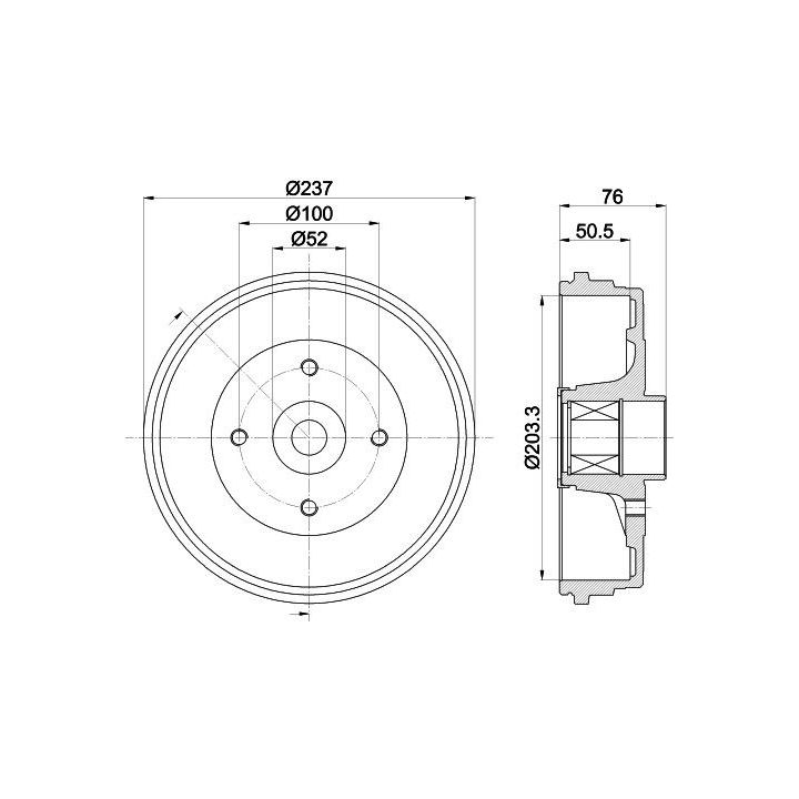 Stabdžių būgnas HELLA 8DT 355 302-761