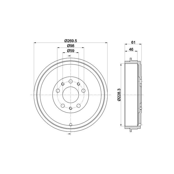 Stabdžių būgnas HELLA 8DT 355 303-211