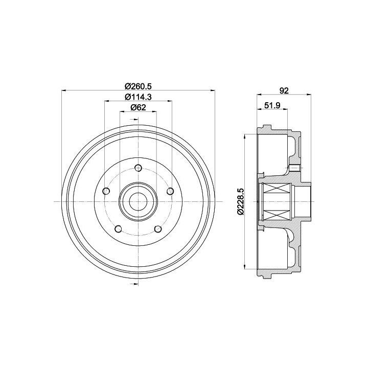 Stabdžių būgnas HELLA 8DT 355 303-401