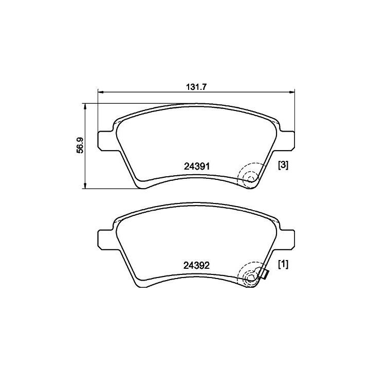 Stabdžių trinkelių rinkinys, diskinis stabdys HELLA 8DB 355 012-511