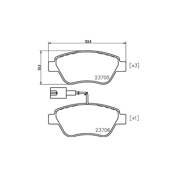 Stabdžių trinkelių rinkinys, diskinis stabdys HELLA 8DB 355 018-821