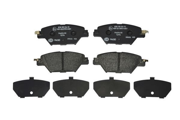 Stabdžių trinkelių rinkinys, diskinis stabdys HELLA 8DB 355 036-521