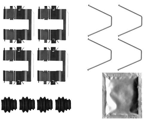 Priedų komplektas, diskinių stabdžių trinkelės HELLA 8DZ 355 205-781