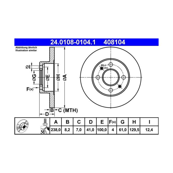 Stabdžių diskas ATE 24.0108-0104.1