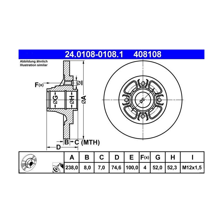 Stabdžių diskas ATE 24.0108-0108.1