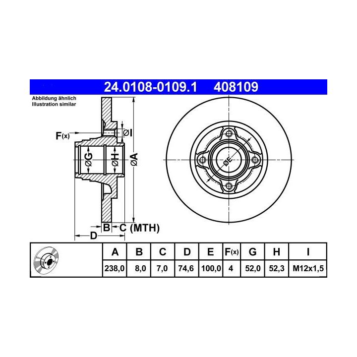 Stabdžių diskas ATE 24.0108-0109.1