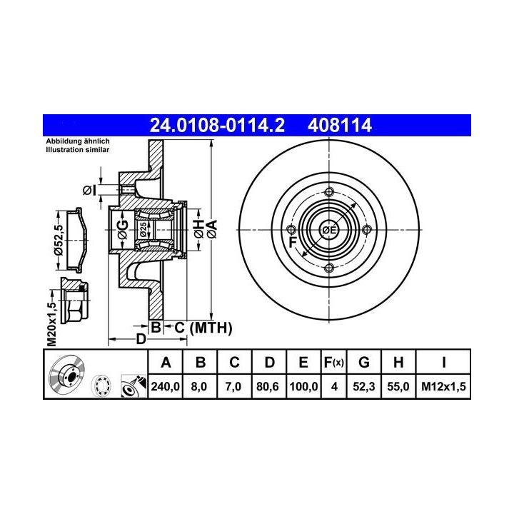 Stabdžių diskas ATE 24.0108-0114.2