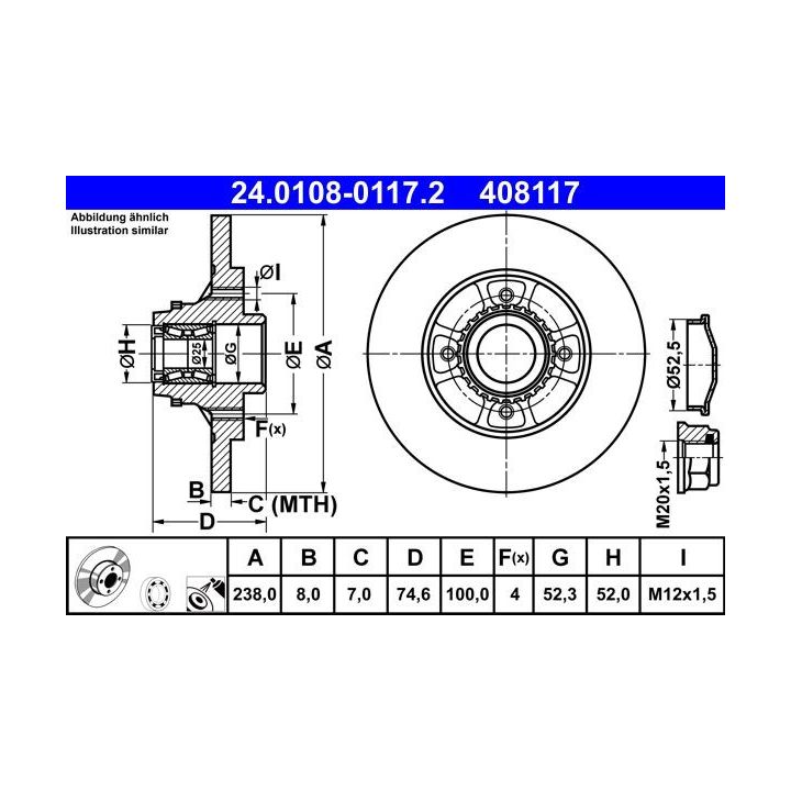 Stabdžių diskas ATE 24.0108-0117.2