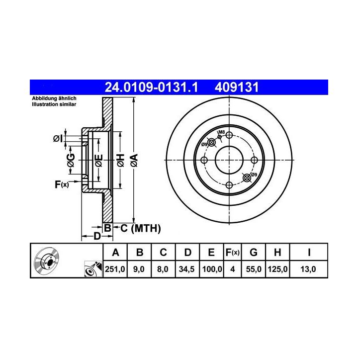 Stabdžių diskas ATE 24.0109-0131.1