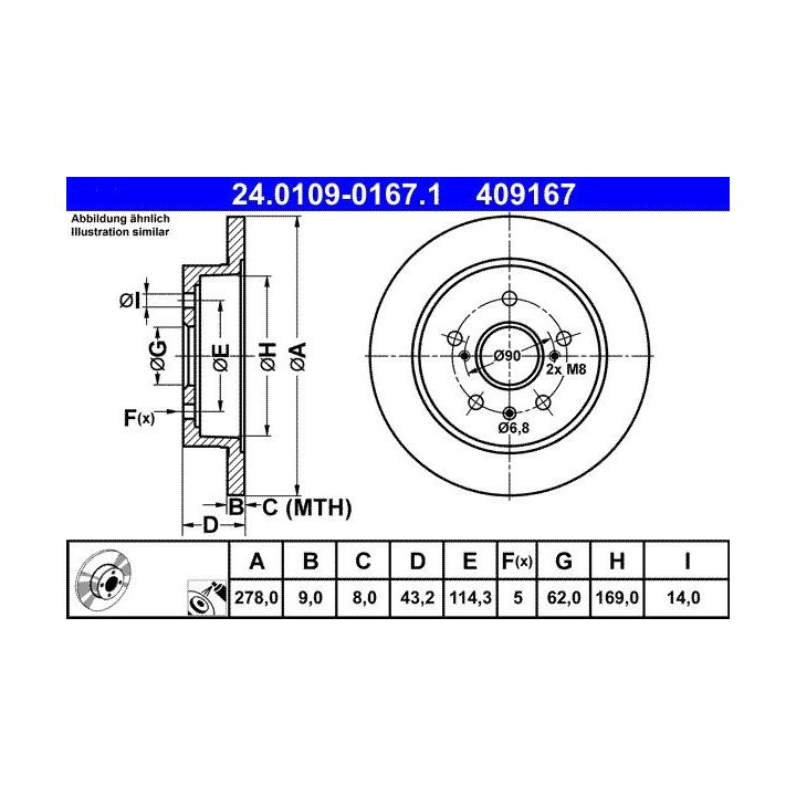 Stabdžių diskas ATE 24.0109-0167.1