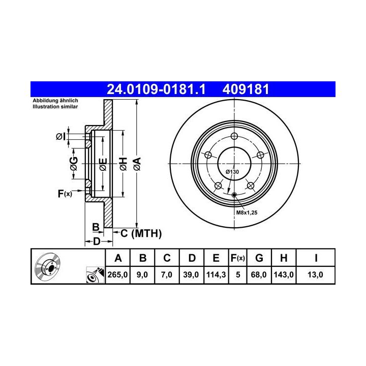 Stabdžių diskas ATE 24.0109-0181.1