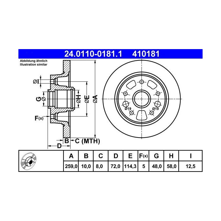 Stabdžių diskas ATE 24.0110-0181.1