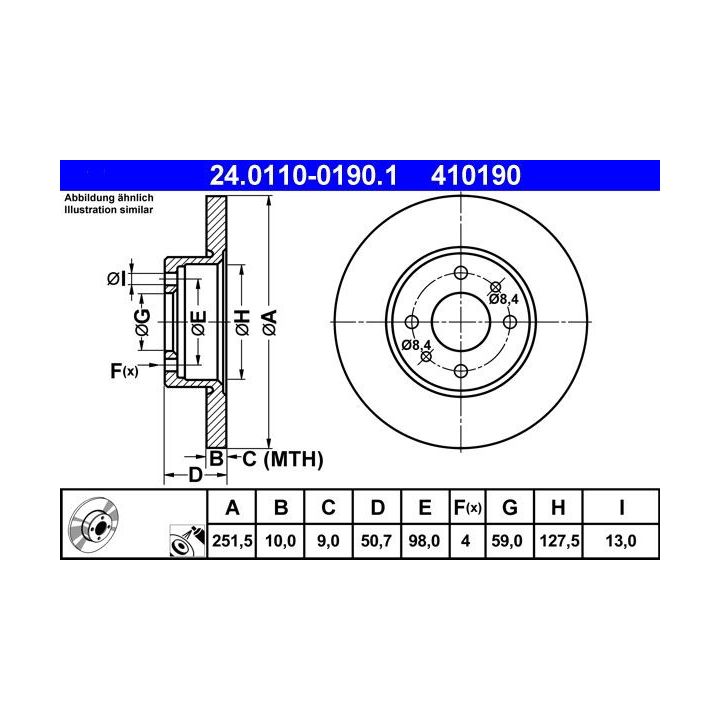 Stabdžių diskas ATE 24.0110-0190.1