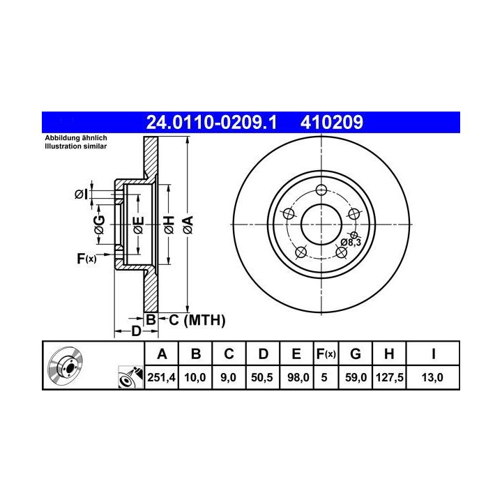 Stabdžių diskas ATE 24.0110-0209.1