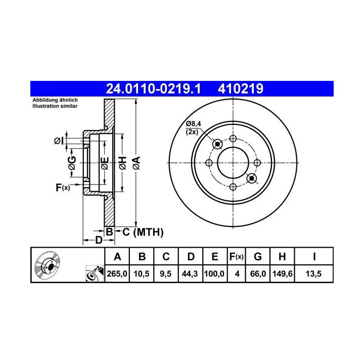 Stabdžių diskas ATE 24.0110-0219.1