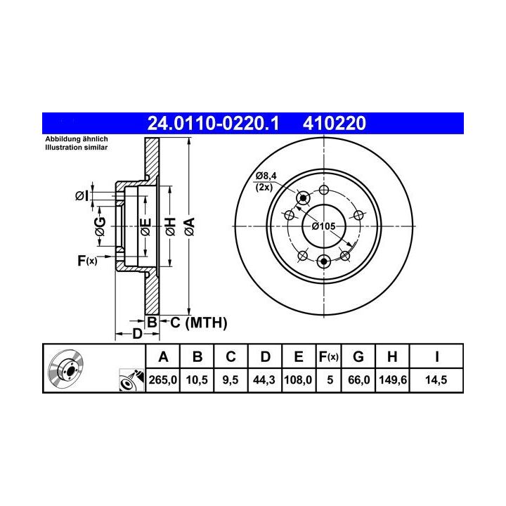 Stabdžių diskas ATE 24.0110-0220.1