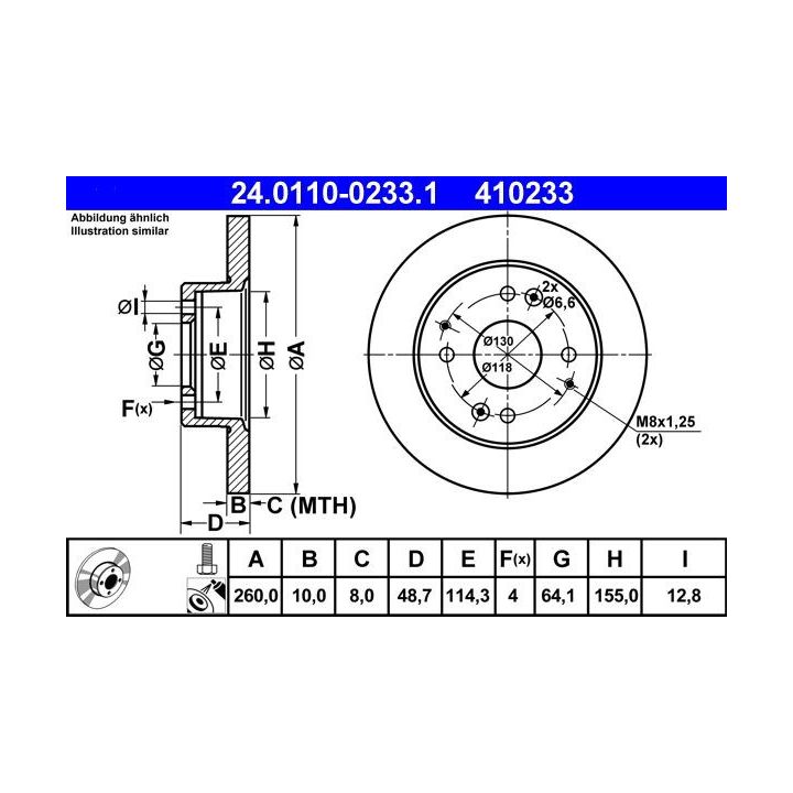 Stabdžių diskas ATE 24.0110-0233.1