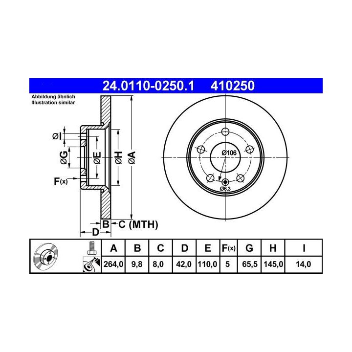 Stabdžių diskas ATE 24.0110-0250.1
