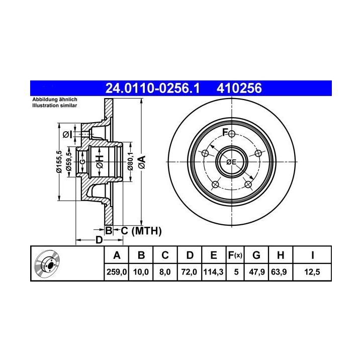 Stabdžių diskas ATE 24.0110-0256.1