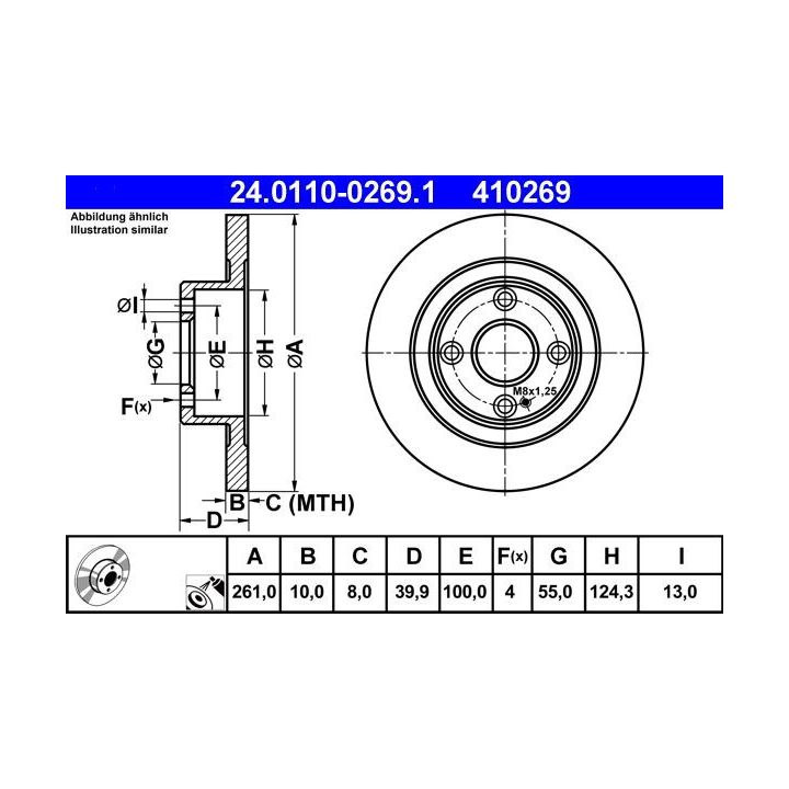 Stabdžių diskas ATE 24.0110-0269.1