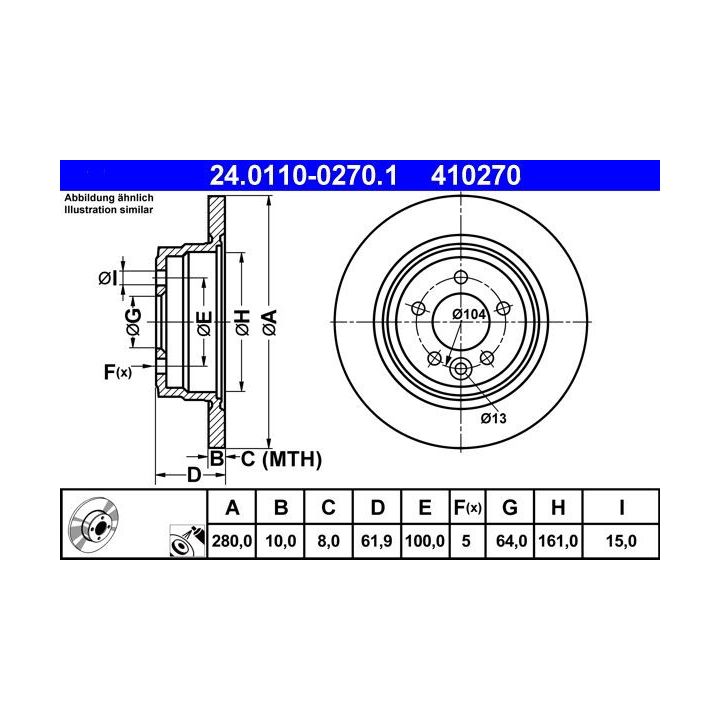 Stabdžių diskas ATE 24.0110-0270.1