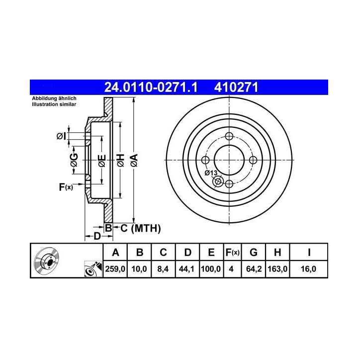 Stabdžių diskas ATE 24.0110-0271.1