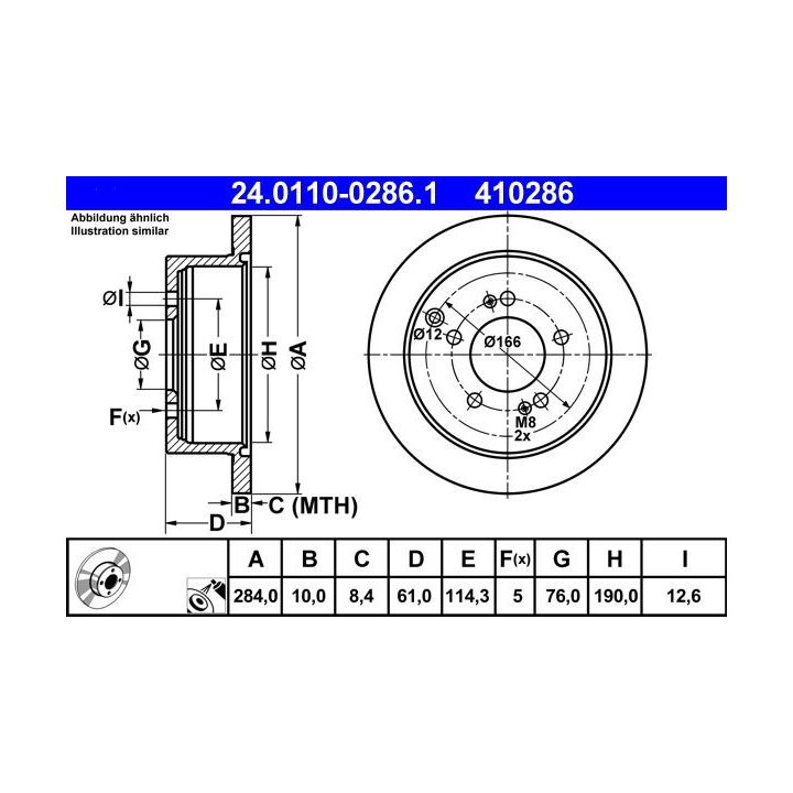 Stabdžių diskas ATE 24.0110-0286.1