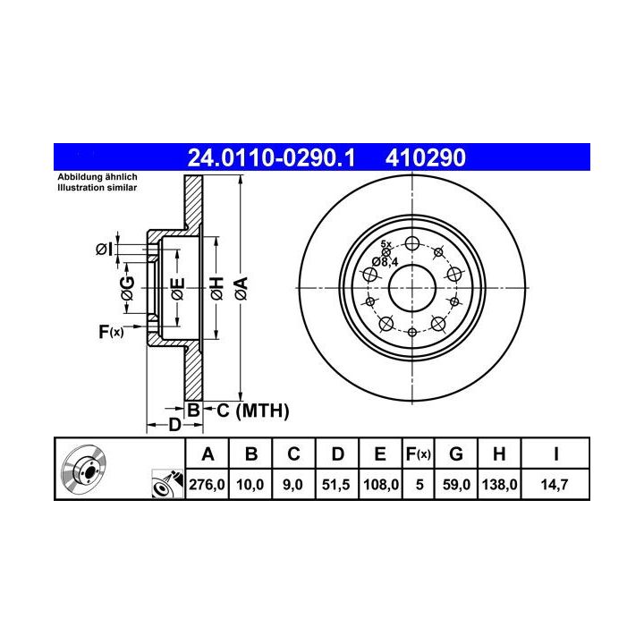 Stabdžių diskas ATE 24.0110-0290.1