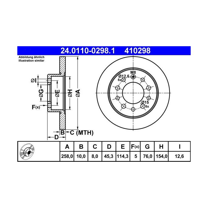 Stabdžių diskas ATE 24.0110-0298.1