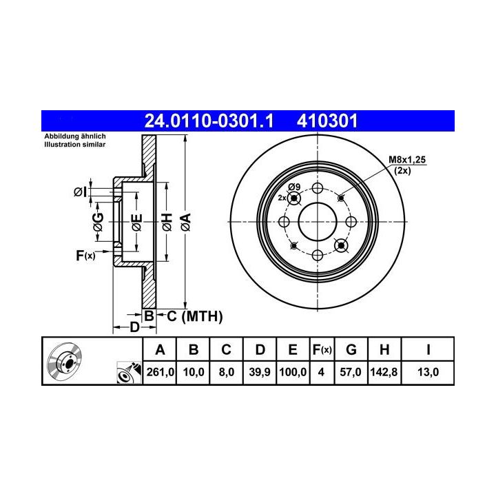 Stabdžių diskas ATE 24.0110-0301.1