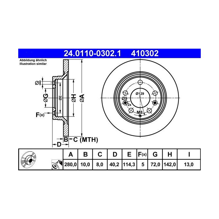 Stabdžių diskas ATE 24.0110-0302.1