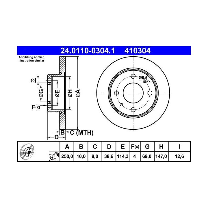 Stabdžių diskas ATE 24.0110-0304.1