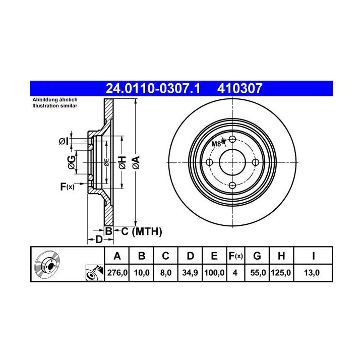 Stabdžių diskas ATE 24.0110-0307.1