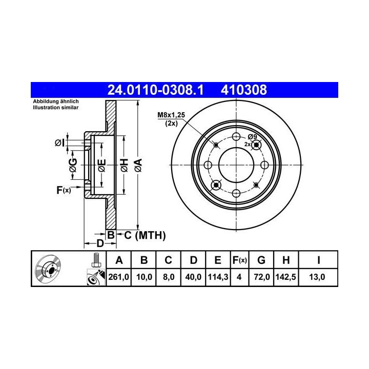 Stabdžių diskas ATE 24.0110-0308.1