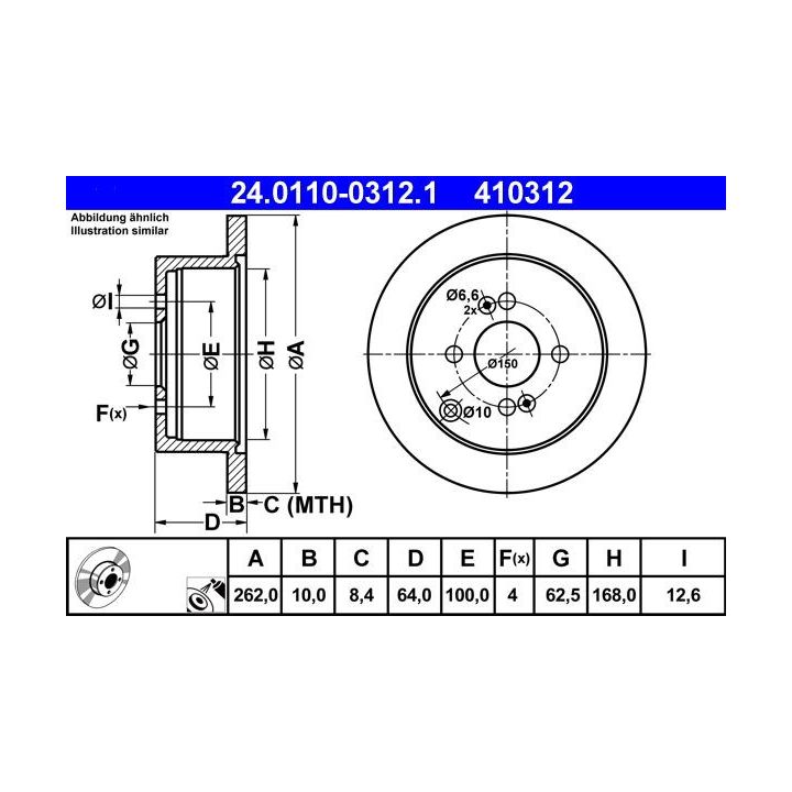 Stabdžių diskas ATE 24.0110-0312.1