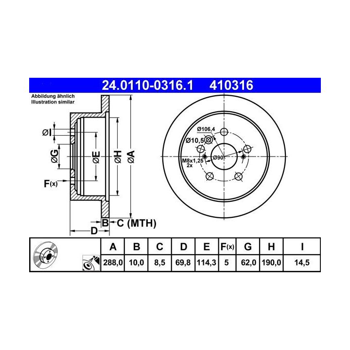 Stabdžių diskas ATE 24.0110-0316.1