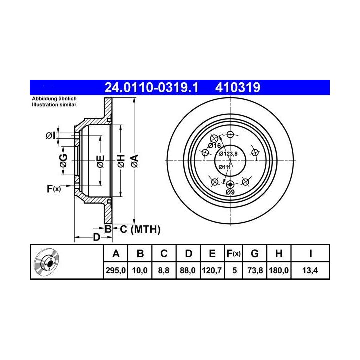 Stabdžių diskas ATE 24.0110-0319.1