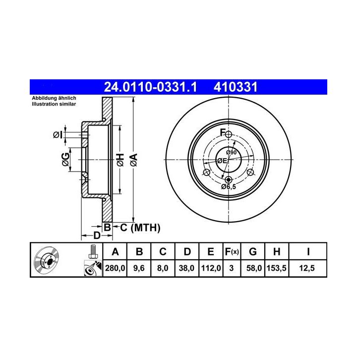 Stabdžių diskas ATE 24.0110-0331.1