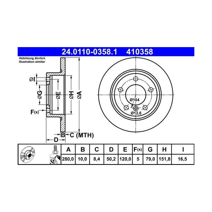 Stabdžių diskas ATE 24.0110-0358.1