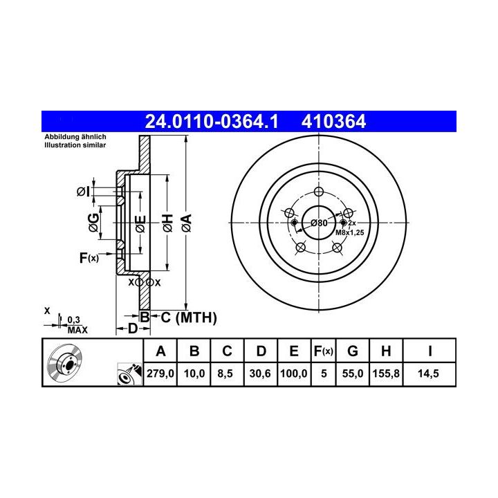 Stabdžių diskas ATE 24.0110-0364.1