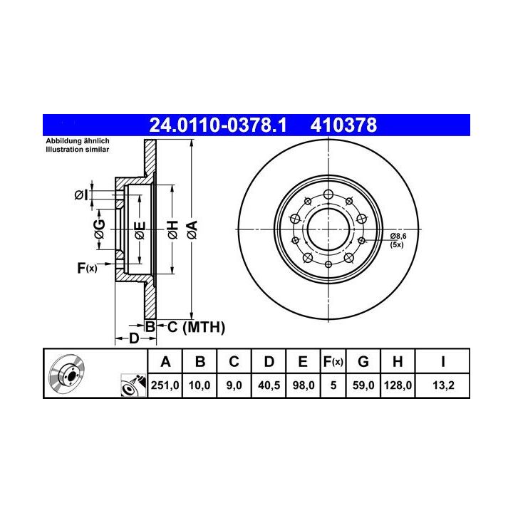 Stabdžių diskas ATE 24.0110-0378.1