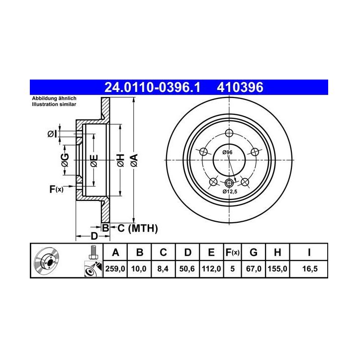 Stabdžių diskas ATE 24.0110-0396.1