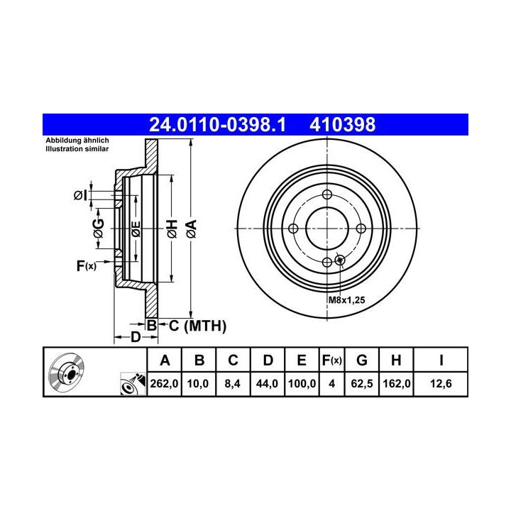 Stabdžių diskas ATE 24.0110-0398.1