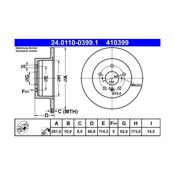 Stabdžių diskas ATE 24.0110-0399.1