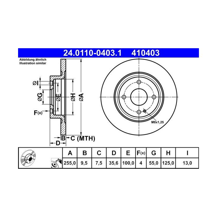 Stabdžių diskas ATE 24.0110-0403.1